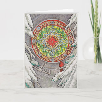 12月のウィンドウのグリーティングカード シーズンカード