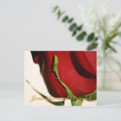 12月のウェディング 赤いバラの発表カード インビテーションポストカード (スタンド正面)