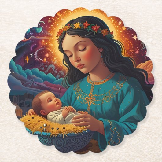 12月のクリスマスの喜び ペーパーコースター (正面)