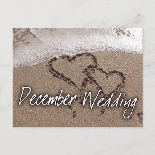 12月のビーチでの結婚式 - オーダーメイド 案内ポストカード (正面)