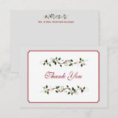 12月のホリデーウェディングお礼フラットカード ノートカード (正面/裏面)