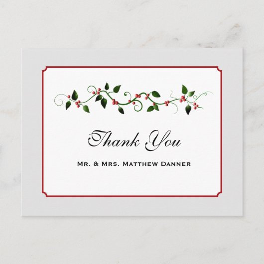 12月のホリデーウェディング お礼ポストカード ポストカード (正面)