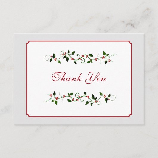 12月のホリデーウェディング サンクス フラットカード ノートカード (正面)