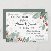12月の休日の結婚リハーサルディナー 招待状 (正面/裏面)