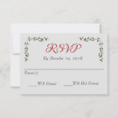12月の休日の結婚式のRSVP返信または返信 出欠カード (正面)