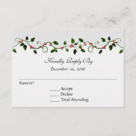 12月の休日の結婚式RSVP返信カード 出欠カード
