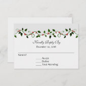 12月の休日の結婚式RSVP返信カード 出欠カード (正面/裏面)