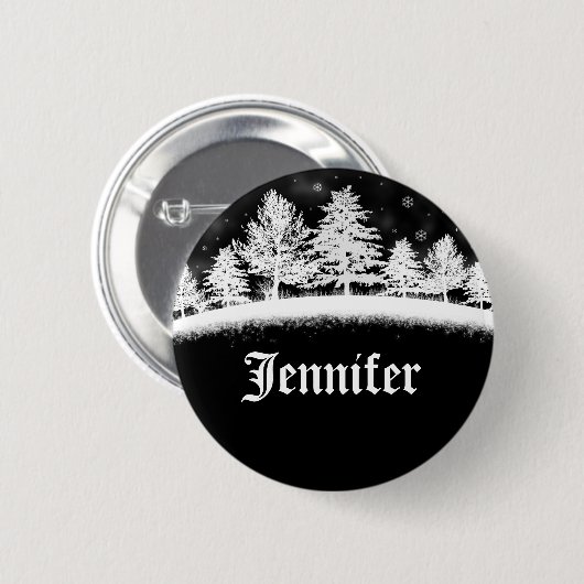 12月の会社のパーティー名タグ（黒） 缶バッジ (正面&裏面)