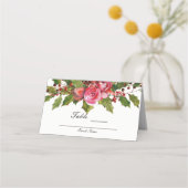 12月の冬のウェディングホリーベリーフローラテーブル プレイスカード (裏面)