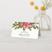12月の冬のウェディングホリーベリーフローラテーブル プレイスカード (正面)