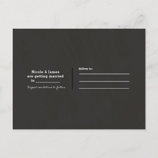 12月の冬の結婚式ホリーベリー日付を保存 案内ポストカード (裏面)