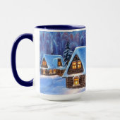 12月の冬の雪のシーン季節の休日 マグカップ (左)