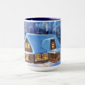 12月の冬の雪のシーン季節の休日 マグカップ (中央)