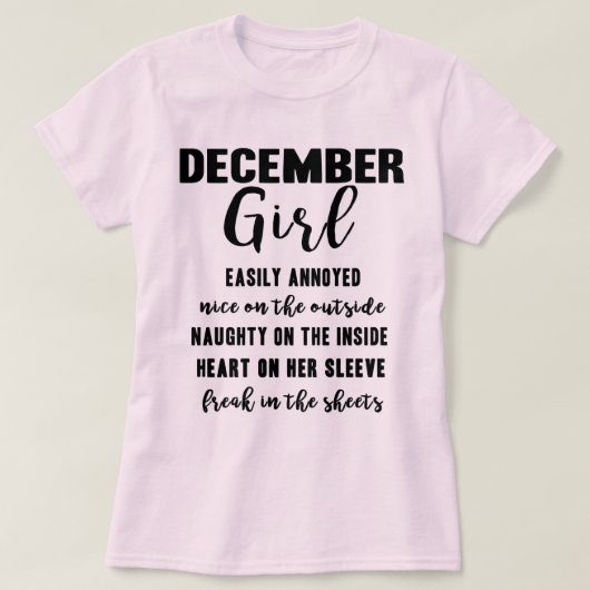 12月の女の子の誕生日プレゼントのおもしろいな女性Tシャツ Tシャツ (デザイン正面)