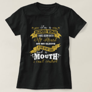 12月の女性の誕生日の黒のTシャツ Tシャツ