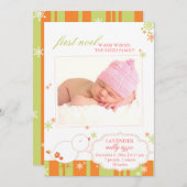 12月の新しい女の子の赤ちゃんの写真 出生発表 シーズンカード (正面/裏面)