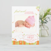 12月の新しい女の子の赤ちゃんの写真 出生発表 シーズンカード (スタンド正面)