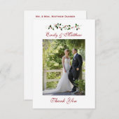 12月の祝日結婚のサンキューフラットフォトカード サンキューカード (正面/裏面)