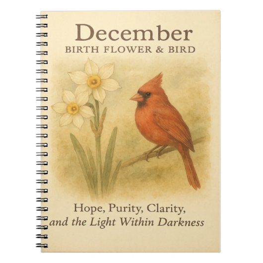 12月の誕生日キリスト教 カーディナル聖書の詩 I ノートブック (正面)