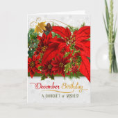 12月の誕生日ポインセティアスfor Christmastime カード (正面)