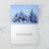 12月の誕生日、雪の多いモミの木、マヨモギ シーズンカード (内部)