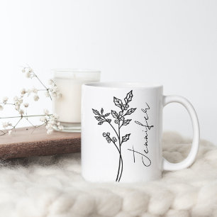 12月の誕生月の花 ホリー スクリプト名 コーヒーマグカップ