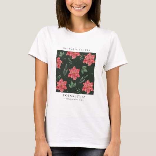12月の誕生月フラワーのTシャツ Tシャツ (正面)