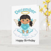 12月の誕生石エンジェルブラック誕生日カード カード (黄色い花)