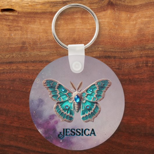 12月の誕生石キーチェーン – ブルージルコンモス キーホルダー (正面)