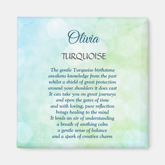 12月の誕生石ターコイズデザイン マグネット (正面)