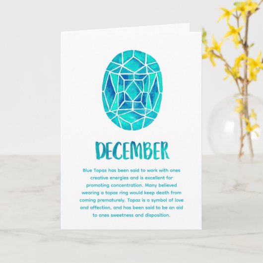 12月の誕生石ブルートパーズ誕生日水彩 カード (黄色い花)
