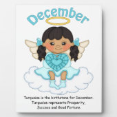 12月の誕生石天使ブラックプラーク フォトプラーク (正面)