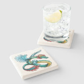 12月の誕生石龍：ターコイズ ストーンコースター (横)