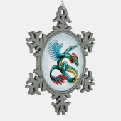 12月の誕生石龍：ターコイズ スノーフレークピューターオーナメント (左)