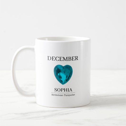 12月の誕生石 誕生日 名前 ターコイズ コーヒーマグカップ (左)