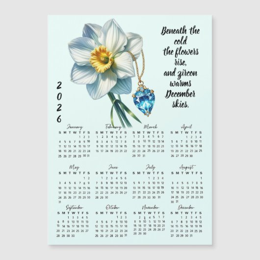 12月の誕生花と誕生石のカレンダー (正面)