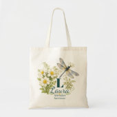12月の誕生花 水仙とトンボ トートバッグ (正面)