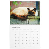 12月の豪華なシャム猫の水彩画の絵画 カレンダー (1月 2027)