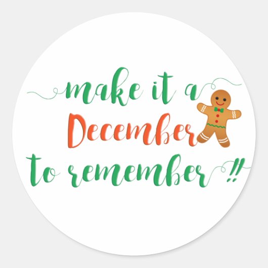 12月を思い出す – クリスマスステッカー ラウンドシール (正面)