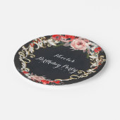 12月ウィンターウェディングホリーベリーエレガントフローラ ペーパープレート (アングル)