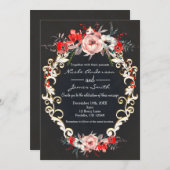 12月ウィンターウェディングホリーベリーエレガントフローラ 招待状 (正面/裏面)