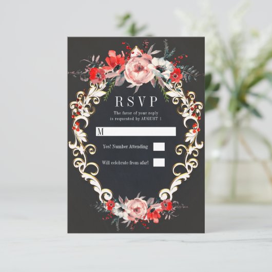 12月ウィンターウェディングホリーベリーフローラRSVP 招待状 (スタンド正面)