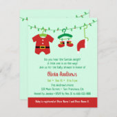 12月クリスマスサンタベビーシャワー招待状 エンクロージャーカード (正面/裏面)