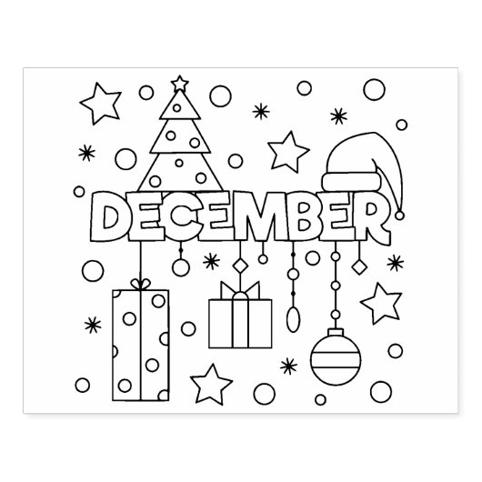 12月クリスマスシーズンのカラーリングページ ラバースタンプ (インプリント)
