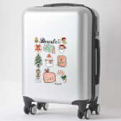 12月ステッカーシート - 雪だるまとクリスマスの喜び シール (スーツケース)