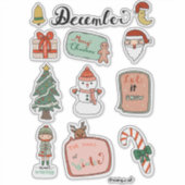 12月ステッカーシート - 雪だるまとクリスマスの喜び シール (正面)