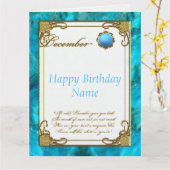 12月ターコイズバースストーン8.5x11誕生日 カード (黄色い花)