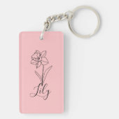 12月パーソナライズされた水仙誕生花ギフト キーホルダー (裏面)