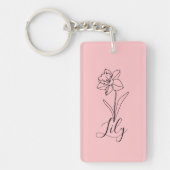 12月パーソナライズされた水仙誕生花ギフト キーホルダー (正面)