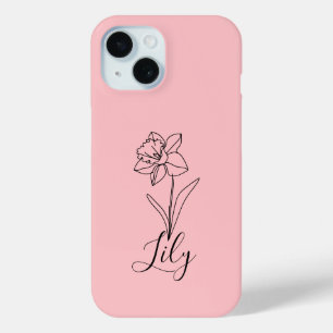 12月パーソナライズされた水仙誕生花ギフト iPhone 15ケース